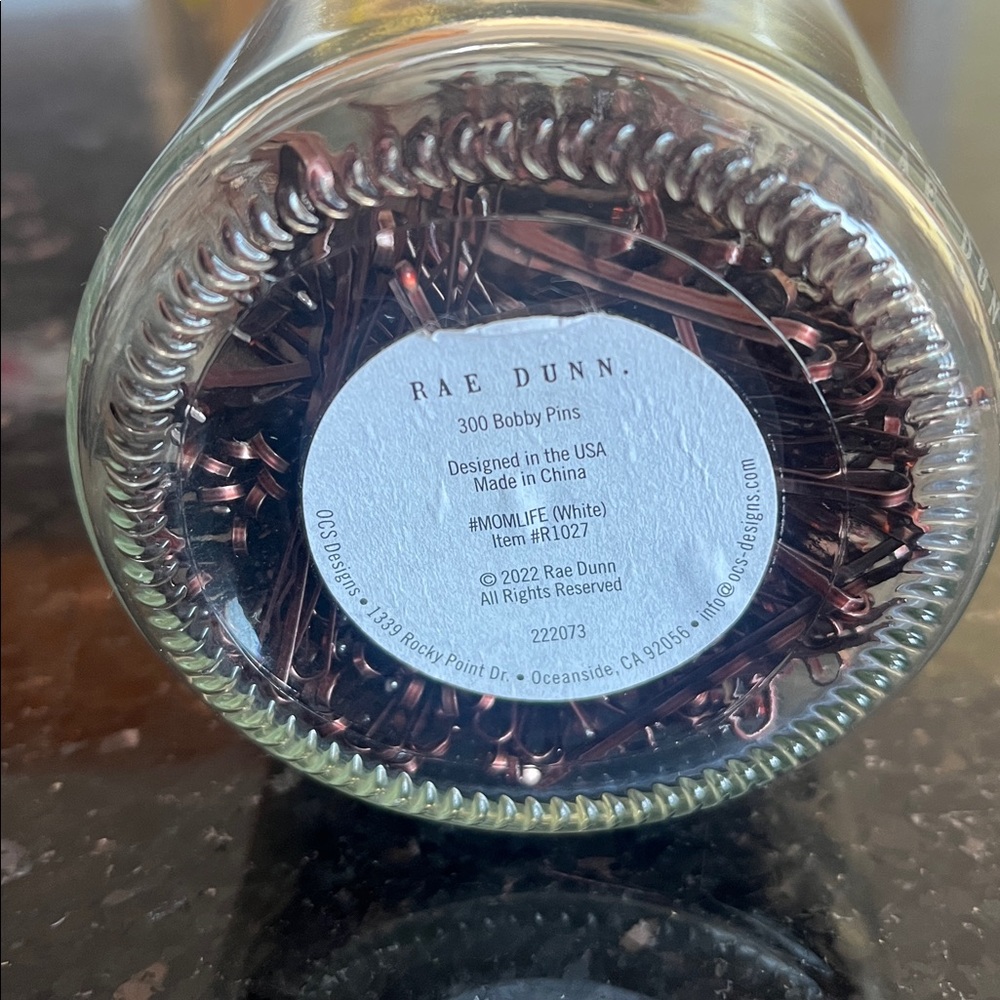 Rae Dunn #Momlife Glass Jar with 300 Bobby Pins - Picture 5 of 7